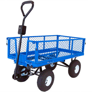 CJ Four Wheel Mesh Handcart 870x550x1100mm Steel Garden Tool Cart Outdoor Luggage <b>Transport</b> Cart - Product Image 1