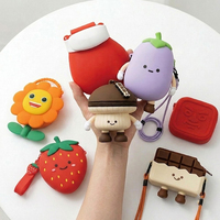 Porte-monnaie en silicone 3D personnalisé avec logo, porte-clés, breloque de sac, mini rangement portable pour écouteurs, cadeau pour enfants et filles