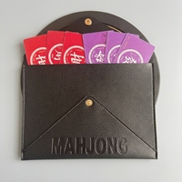 Nouvel étui de rangement pour cartes de Mahjong transfrontalier, organisateur de cartes pour réunions familiales, étui à cartes en cuir PU