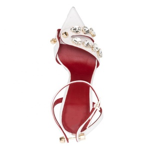 Sandales à talons hauts en métal avec grands diamants pour femme, taille 45, à bride cheville, bout pointu, pour soirée, style stiletto, chaussures personnalisées - Product Image 5