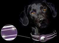 Collier de suivi pour chien en fibre de nylon réfléchissante avec lumières, motif uni, dispositif de positionnement GPS anti-perte pour animaux de compagnie