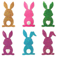 Groothandel Ijzer Op Grote Patches Happy Easter Konijn Pailletten Patch Voor Tas Of T-Shirts