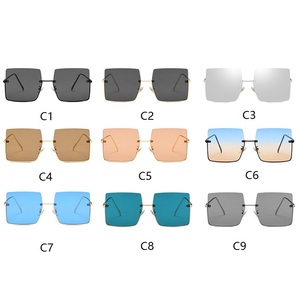 New Fashion Half Frame Square <strong>Sunglasses</strong> <strong>Women</strong> Vintage Alloy Oversize Gradient <strong>Blue</strong> Yellow UV400 Lightweight Custom Logo Elegant - Product Image 6