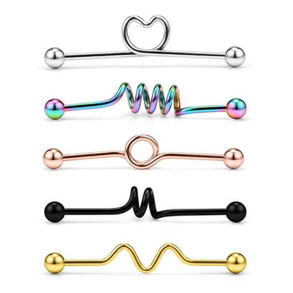 5pcs Industrial Barbell Piercing Jewelry Popular Styles - Technical View