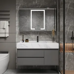 Bán buôn Vanity bồn rửa độc đáo không thấm nước hoàn thành tủ phòng tắm ván ép vanities phòng tắm thiết lập với ngăn kéo và gương