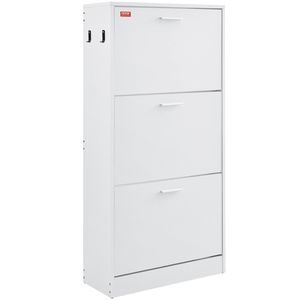 Free Standing 3-Drawer Shoe Storage Cabinet Flip Drawers with Side Hooks for Heels <b>Boots</b> <b>Slippers</b> Entryway Hallway Living Room - Product Image 1