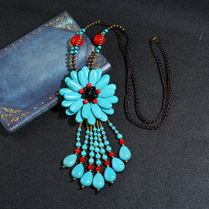 Bohemian Luxe Strand Bikini Ketting Turquoise Ketting Overdreven Bloem Sieraden Waterdichte Wax Koord Handgemaakte Hanger Voor Cadeau - Product Image 4