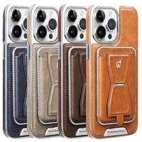 Porte-cartes magnétique en gros d'usine avec étiquette exposée étui en cuir d'affaires étui de téléphone pour iPhone 17 16 15 14 13 Pro Max