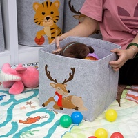 Boîte de rangement pliable en feutre avec poignées, motif animal de dessin animé mignon, pour jouets, vêtements et articles divers pour enfants, idéale pour la chambre de jeu (OEM/ODM)