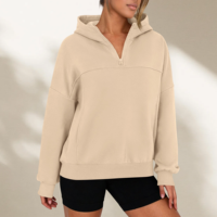 Personnalisé femmes surdimensionné 1/4 fermeture éclair recadrée polaire sweats 2025 automne mode Y2k quart fermeture éclair pull à manches longues sweats à capuche