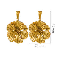 Pendentifs breloques en acier inoxydable plaqué or 18 carats PVD, motif fleur 3D (tige et marguerite), pour la création de bijoux DIY (bracelets, colliers, boucles d'oreilles)