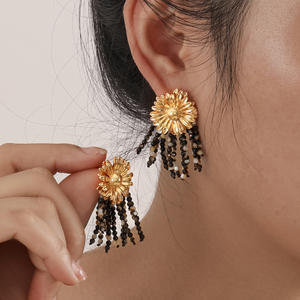 Nouvelle conception de boucles d'oreilles en pierres naturelles colorées et en coquillages, comme des bijoux fins - Product Image 1