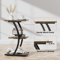 Table d'appoint en bois avec structure métallique robuste, plateau épaissi de 0,8 pouce, montage facile, table de chevet pour chambre à coucher, salon ou coin.