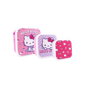 Ensemble de boîtes à lunch Hello Kitty 3 pièces, petit, moyen, grand, récipients de stockage alimentaire portables, compatibles micro-ondes, rectangulaires, avec couvercle en plastique - Product Image 1