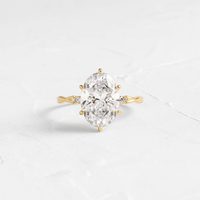 Bague de mariage en or massif 10K/14K/18K avec deux pierres ovales superposées torsadées et pierres latérales, diamant de laboratoire 0,5-3 carats, certifié IGI CVD/HPHT VVS