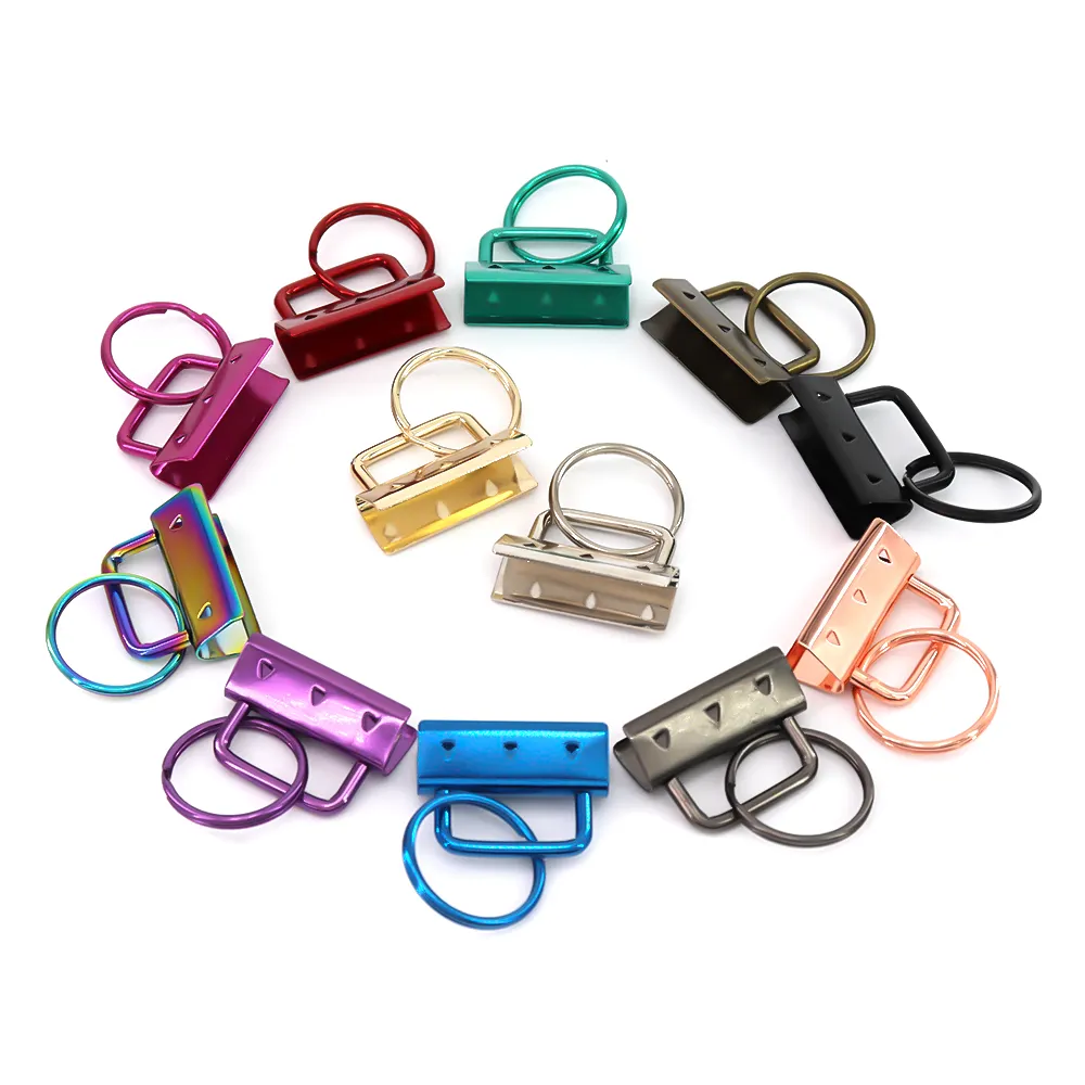 Rainbow Multi-sized Key Fob Hardware Handbag Metal Accessories Keychain Split Ring For Wrist Wristlets Tail Clip