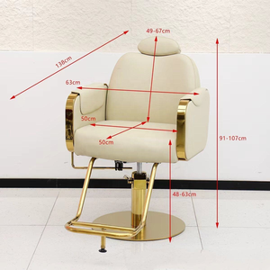 Chaise de coiffure de luxe avec cadre doré, chaise de barbier inclinable hydraulique avec appui-tête pour salons de coiffure - Product Image 4
