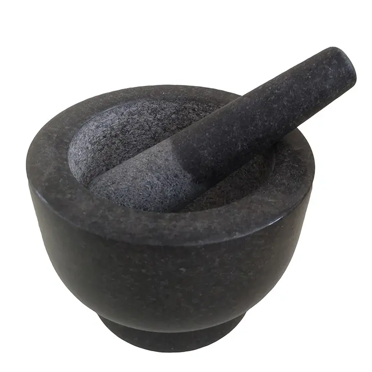 Nature Black Granite Mortars And Pestal Press Kitchenware 100% Natural Marble Stone Mortar With Pestle Set For Kitchen