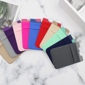 Porte-cartes de téléphone en tissu Lycra pour dropshipping, autocollant minimaliste uni pour l'arrière du téléphone, portefeuille adhésif pour téléphone. - Product Image 4