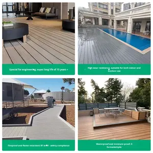 أرضيات خشبية بلاستيكية حديثة للاستخدام الخارجي في الفيلات والساحات والحدائق والممرات - تصميم متداخل بخطوط عمودية صلبة مضادة للانزلاق ومتينة - Product Image 4