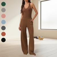 Ensemble de yoga et fitness sans couture grande taille avec logo personnalisé pour femme – Combinaison sexy dos nu sans manches et ensemble 2 pièces respirant coupe ajustée