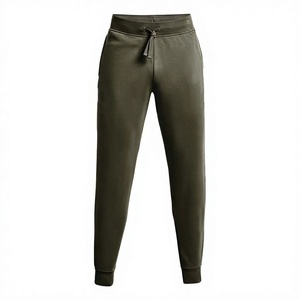 Men's Olive Green <b>Polyester</b> Sweatpants Elastic Waist Drawstring Casual Pleated Front Side Pockets Quick Dry Eco-Friendly - Product Image 1