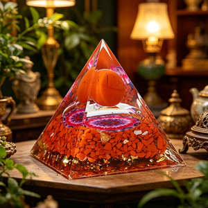 Piramide di Cristallo all'Ingrosso con Sfere di Cristallo e Pietre Frantumate in Resina, Ornamento Artigianale da Tavolo per la Casa, Decorazione Semplice - Product Image 5