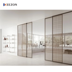 DEEZON Série 127 Portes coulissantes sans rail en alliage d'aluminium, cloison en verre sans cadre insonorisée pour bureau moderne et garage - Product Image 3