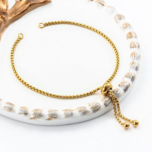 Bracelet chaîne ronde réglable en acier inoxydable 304 plaqué PVD 18 carats avec extrémité à billes et longueur de 12 cm |   Design de bijoux tendance pour femmes - Product Image 2