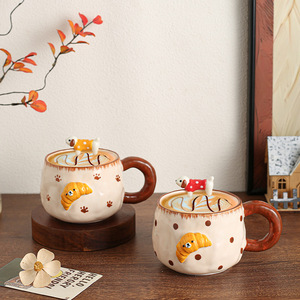 Taza de Cerámica con Diseño de Cachorro, Taza de Café con Forma de Pan, Taza de Regalo para Cumpleaños, Té, Latte - Product Image 1