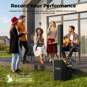 W-KING K22 Büyük Güçlü Taşınabilir Hoparlör, 5.4 PA Hoparlör için Ayrılabilir Kolon, Kablolu Mikrofon, 300-500W Çıkış Gücü, Karaoke için Ekran - Product Image 5