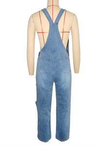 Nouveautés 2025 Combinaison <span class=keywords><strong>en</strong></span> <span class=keywords><strong>jean</strong></span> pour femme taille haute coupe ample style vintage décontractée automne jambe large - Product Image 3
