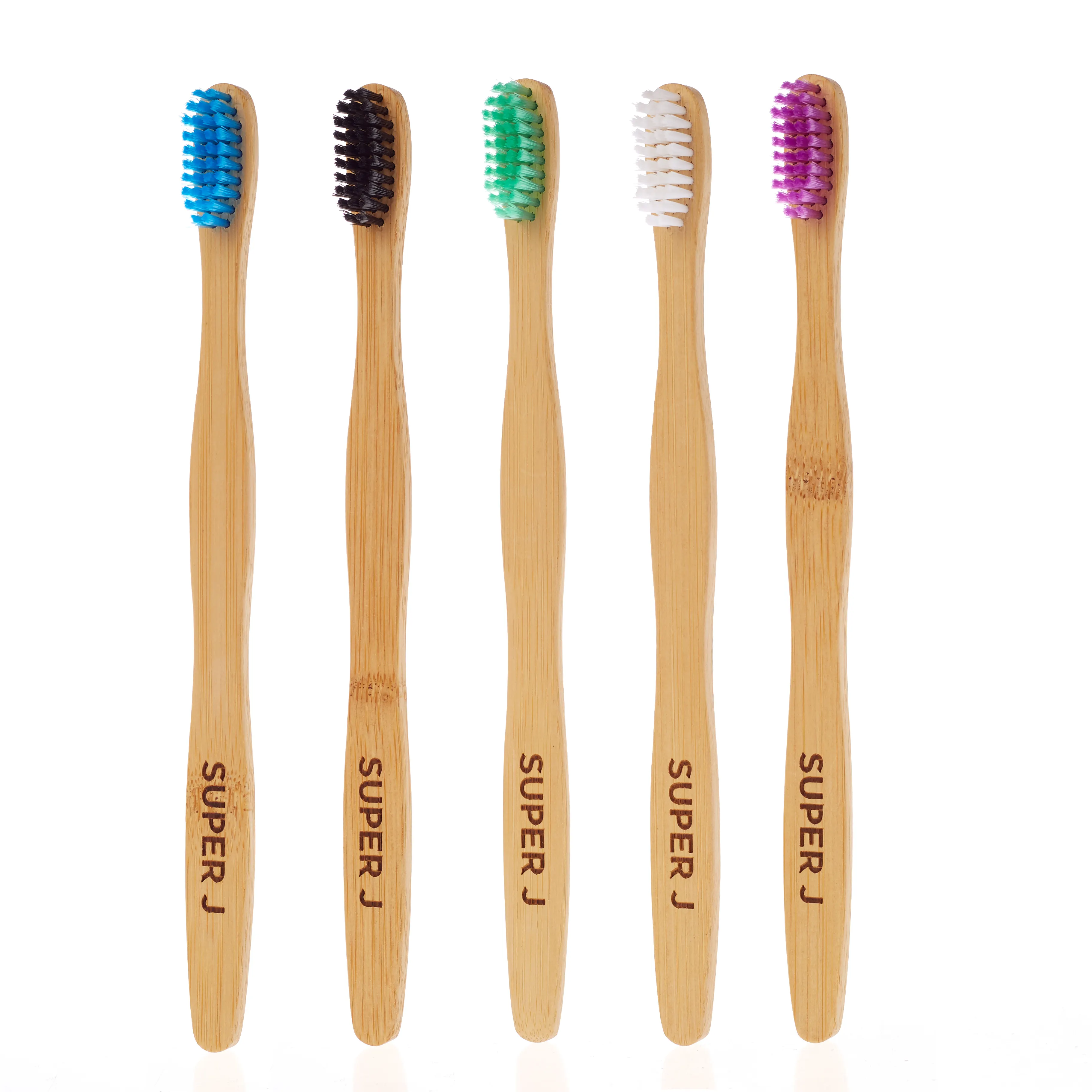 disposable biodegradable flat curved moso bamboo toothbrush for adults for home and travel use