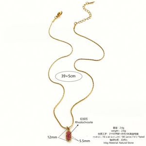 Thời trang đơn giản dopamine đá tự nhiên thép không gỉ Vòng cổ thiết kế cảm giác màu sắc chuỗi xương đòn cho phụ nữ - Product Image 5