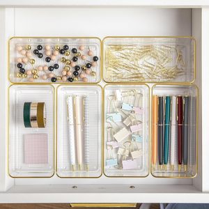 Wholesale Price Rectangle Clear PET <b>Plastic</b> Storage Containers <b>Box</b> 6-10L Capacity Desktop Organizer Drawer Set - Product Image 5