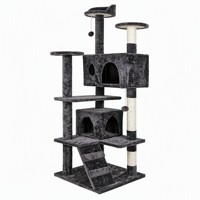 Grand arbre à chat en bois avec griffoir en sisal et maisonnette