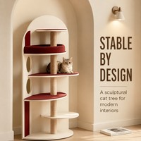 Arbre à chat d'angle classique moderne avec bibliothèque, griffoir multi-niveaux en sisal et bois et perchoir moelleux