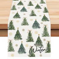 Chemin de table de Noël d'hiver 210 GSM, décoration de maison, sapins de Noël, flocons de neige, vert, pour cuisine et salle à manger