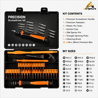 Kit de tournevis de précision 40 pièces avec embouts magnétiques en acier allié S2, têtes Torx Phillips et outils de levier pour la réparation électronique