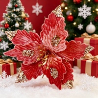 Vintage Ausgefärbte Weihnachtsblumen Seiden-Weihnachtssterne für Retro-Feiertagsdekoration