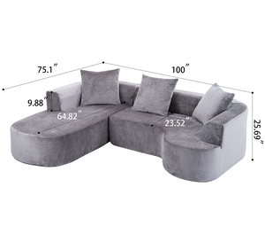 Modular Sectional Sofa U-Shape <b>Convertible</b> Chaise Modern Sleeper Couch with Memory Foam Deep Seat Wood Legs No Assembly Required - Product Image 6