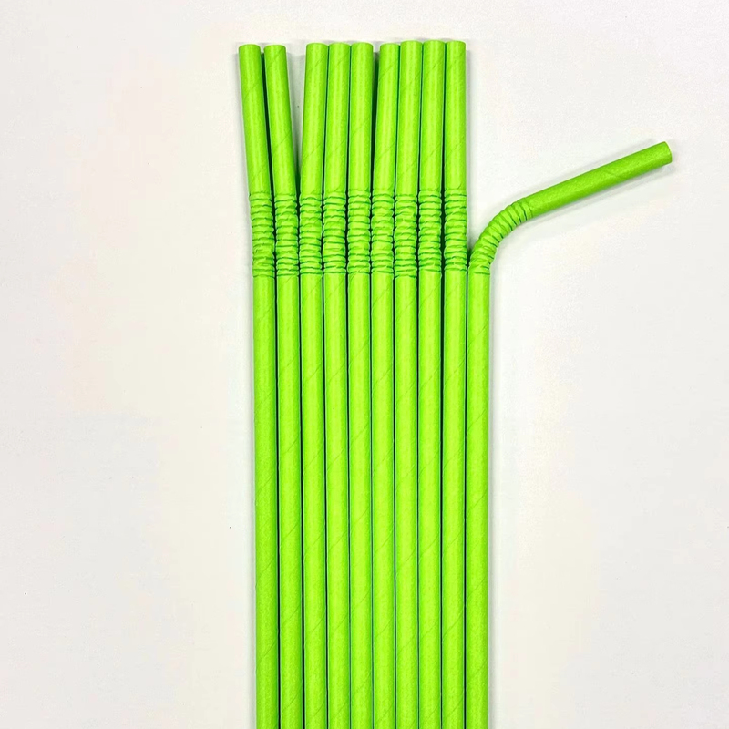 Green Paper Straw Solid Color Flexible
