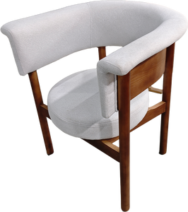 เก้าอี้รับประทานอาหารไม้พร้อมพนักพิงแบบพันรอบและเบาะผ้า เก้าอี้เฟอร์นิเจอร์ลานบ้าน เฟอร์นิเจอร์สวนกลางแจ้ง - Product Image 3