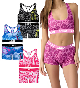 Ensemble de soutien-gorge et short pour femme, personnalisé OEM, en polyester et élasthanne, sans couture, grandes tailles, avec logo sur mesure, short pour garçon, faible MOQ, tenue de sport - Product Image 2