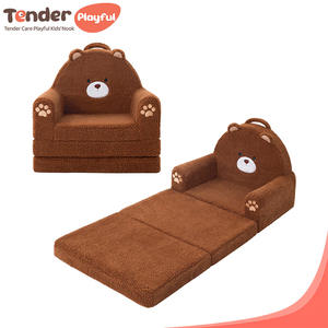 TenderPlayful OEM مخصص لطيف الكرتون طفل صغير كرسي 2 في 1 الوجه مفتوحة شيربا أريكة قابلة للطي أريكة الطفل للأطفال - Product Image 1