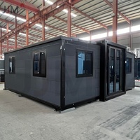 Villa préfabriquée de luxe à 2 chambres, prête à l'emploi, en acier léger, pliable, conteneur de bureau, bâtiment portable, maison extensible
