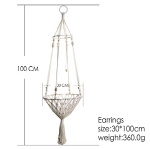 Cage pour animaux de compagnie en macramé bohème - Corde de coton faite à la main, couleur unie, <span class=keywords><strong>lit</strong></span> suspendu moderne et tendance pour chats et petits chiens, amovible, lavable, carton - Product Image 3