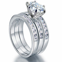 Fabricants de bijoux, mode européenne tendance, bague de mariage en argent sterling 925, forme ronde, trois rangées, design minimaliste