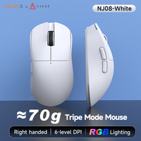 Souris Ajazz NJ08 RGB légère sans fil tri-mode rechargeable, souris de bureau sans fil, indicateur de batterie LED, optique optimale