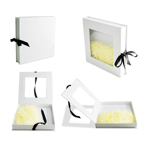 Luxury Butterfly Ring Watch Gift Packaging Jewelry Cards White Magnetic Rigid Boxes Clear <b>Window</b> Custom Printing Ribbon - Product Image 6